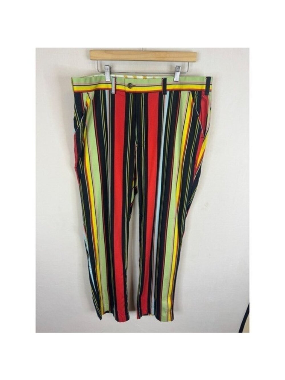 Loudmouth Golf Mens Multi Color Striped Flat Front Pants 40X32 Cotton Stretch